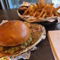 Green goblin + hot fries   at Wizard Burger in Albany