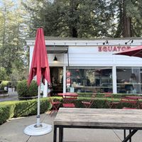 Exterior with outdoor seating, amongst the trees   at Equator Coffees in Larkspur