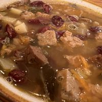 Bean potato and seitan soup   at The Chop Shop in Butler