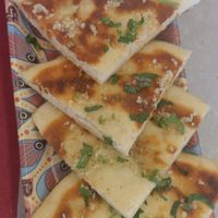 Vegan garlic naan bread at Curcumaa in Gran Canaria