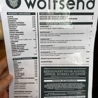 Menu  at Wolfsend in Zaandijk