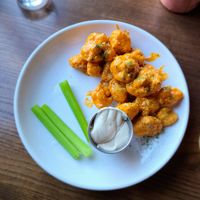 Tempura Buffalo Cauliflower Bites with Vegan Ranch Dip at Cliff's Taphouse in Kansas City