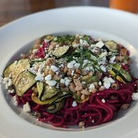 Beet and goat cheese 'pasta' with candied walnuts and zucchini at Cliff's Taphouse in Kansas City