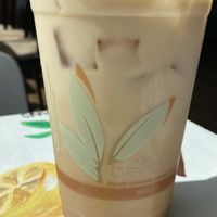 Iced caramel chai latte with oat milk at Take Two Cafe in Schenectady