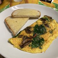 Build Your Own Omelette (spinach, mushroom, bacon, and cheddar) with sourdough toast    at Take Two Cafe in Schenectady