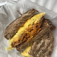 Pastrami breakfast sandwich   at Take Two Cafe in Schenectady