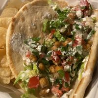They often have specials, such as this chickpea gyro.  at Take Two Cafe in Schenectady