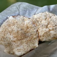 Cream cheese special on a plain bagel: Apple Cider Donut cream cheese!  at Take Two Cafe in Schenectady