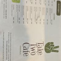 Drink menu at Take Two Cafe in Schenectady