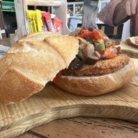 Vegan burger   at Temptations in Menorca