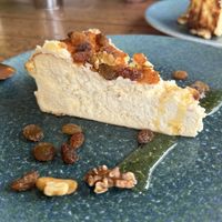 ‘Vegan’ cheesecake, served with honey   at Temptations in Menorca