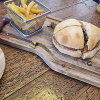 Vegan burrger & fries (didn't come cut up) at Temptations in Menorca
