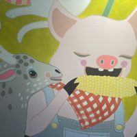 Cute mural inside😄 at Herbie Butcher's Fried Chicken in Minneapolis