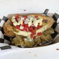 When they were first starting, at the vegan festival! No toppings that time but the link was the same and the dressing was delicious. at Perro Rojo in Guadalajara