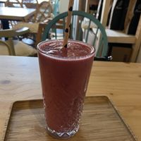 Pink pitaya smoothie: nice, but with a clear coconut taste  at Blossom in Leiden