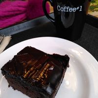 Warm chocolate cake and decaf coffee (January 2025) at Coffee #1 in Aberystwyth