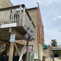 From the Fox River - walk up the wooden stairs to the back entrance or the cement stairs to the front entrance. Reopening for indoor dining on June 1st, 2021 at Limestone Coffee & Tea in Batavia