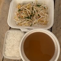 The saoto soup. Comes separate to keep the fillings of the soup fresh and crunchy. at Geeta's Keukentje in Goes