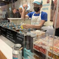 Drizzling my cup  at Simons Says Dip This in Durham