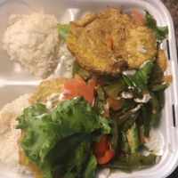 Vegan jibarito with a side of rice. Beans not pictured.  at The Jibarito Stop in Chicago