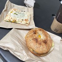 Two plant based sandwiches.  The square one was sooo good, but both were yummy!  at Peet's Coffee in Chicago