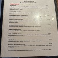 Vegan menu  at Addissae in Asheville