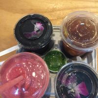 Black beauties, cinnamon, and iced t with boot strap molasses and a shot  at Fresh Remedy in Brooklyn