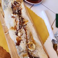 Vegan Walnut Caramel Chocolate Banana Crepe at Red Bud Cafe in Daytona Beach