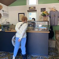 Perusing the offerings  at New Moon Vegan in Batavia