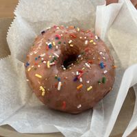 Fresh strawberry donut  at New Moon Vegan in Batavia