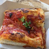 Peach tomato focaccia   at New Moon Vegan in Batavia