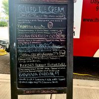 I Heart Ice Cream sample menu. Only one vegan option, the Strawberry Mango. at I Heart Ice Cream in Dayton