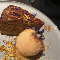 Pecan pie an pineapple sorbet  at Hotel Kogerstaete Restaurant in De Koog