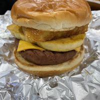 Breakfast sandwich + xtra hash brown  at Fat Annie's in Leeds