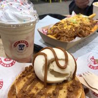Biscoff pancakes, birthday cake milkshake  at Fat Annie's in Leeds