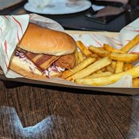 Chicken and bacon faux burger at Fat Annie's in Leeds
