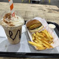 Mexicana burger with Crunchie milkshake   at Fat Annie's in Leeds