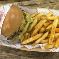 The Supreme with fries  at Fat Annie's in Leeds