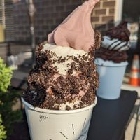 Strawberry/ sweet cream twist with oreo at Cold Truth in Detroit