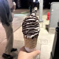 chocolate vanilla twist with dark chocolate drizzle sorry nick for putting this on happy cow with you in the background love uyou  at Cold Truth in Detroit