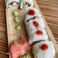 This is supposed to be focused on the tofu, of which they could not have put tinier pieces in the roll.  at Astoria Coffeehouse & Bistro in Astoria