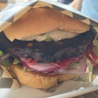 Black bean burger  at Astoria Coffeehouse & Bistro in Astoria