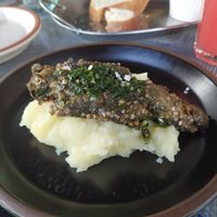 Berenjenas con puré de papas at Marcando El Camino in Quito