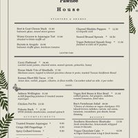 Menu, “v” is vegan at The Pawnee House in Oak Bluffs