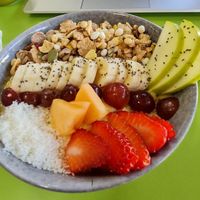 Tropical smoothie bowl - not labelled but vegan and gf by default at The Harvest Press in Darwin