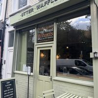 Outside the restaurant  at Utter Waffle in South East London