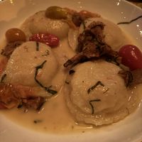 These ravioli with a lemony almond ricotta were a hit with me more than they were for my partner.   at Soda Club in New York City
