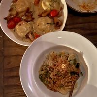 Ravioli with chanterelles, tagliatelle with broccoli rabe  at Soda Club in New York City