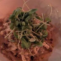 Bigoli pasta - cacio e pepe, basil, pistachio -- This was excellent at Soda Club in New York City