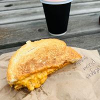 Vg pizza toastie, buffalo cauliflower soup  at Preacher's Patisserie in Edinburgh